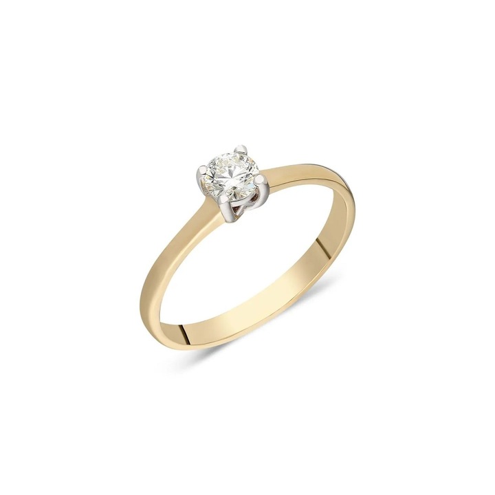 Inel de logodna din aur galben 14 K, 2.25 g, diamant 0.36 carate, 1 piatra, marimea 54, Reina Bijou