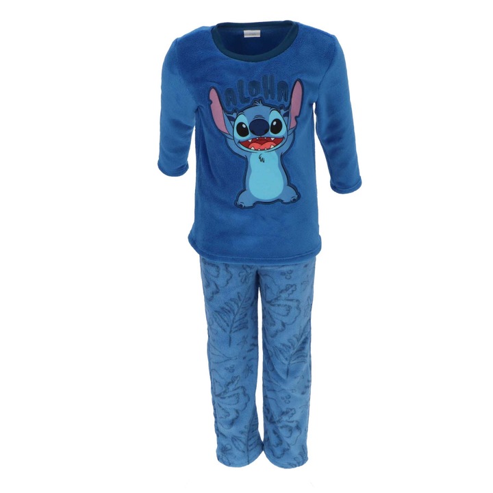 Pijama maneca lunga cocolino Lilo & Stitch Aloha 18936, Albastru