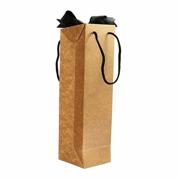 Set 10 pungi cadou kraft natur tip boxbag pentru 1 sticla