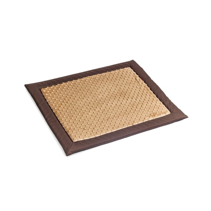 Pat pentru caini si pisici, XL 100 x 75 x 1 cm, bej-maro, material de plus