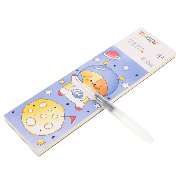 Mini carte de colorat cu apa, PROCART, notite cu ilustratii, pensula pictura, 4 ani+