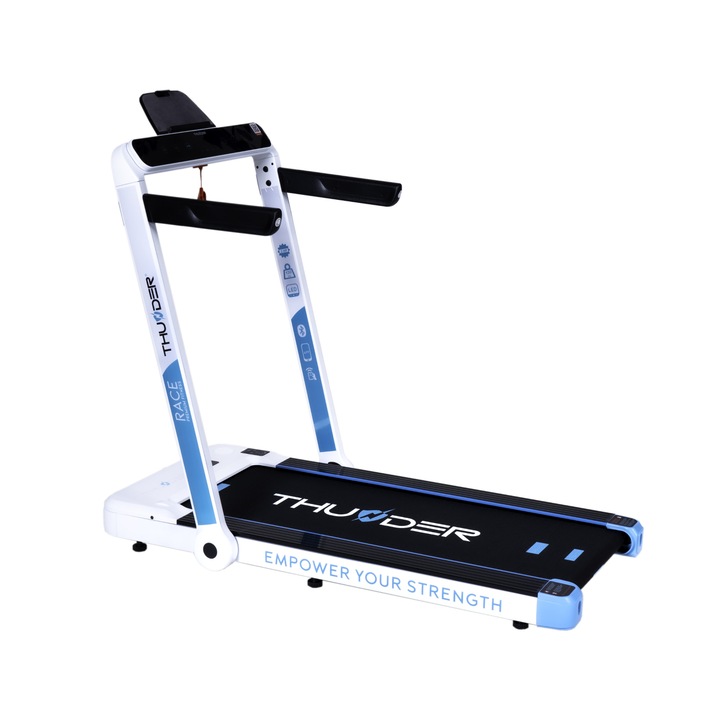 Elektromos futópad, Thunder, Race-White, Maximális sebesség 14km/h, maximális terhelés 130kg, Fehér