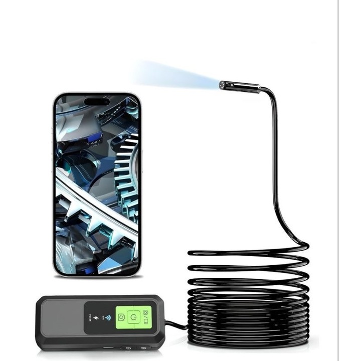 Индустриален Ендоскоп с двойна камера ANESOK W600, WiFi, 1440p, 7.9мм, Твърд Кабел, IP67, 10м