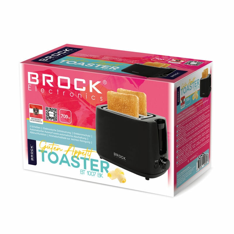 Тостер Brock BT 1007 BK, 700 W, 2 филийки, Черен - eMAG.bg