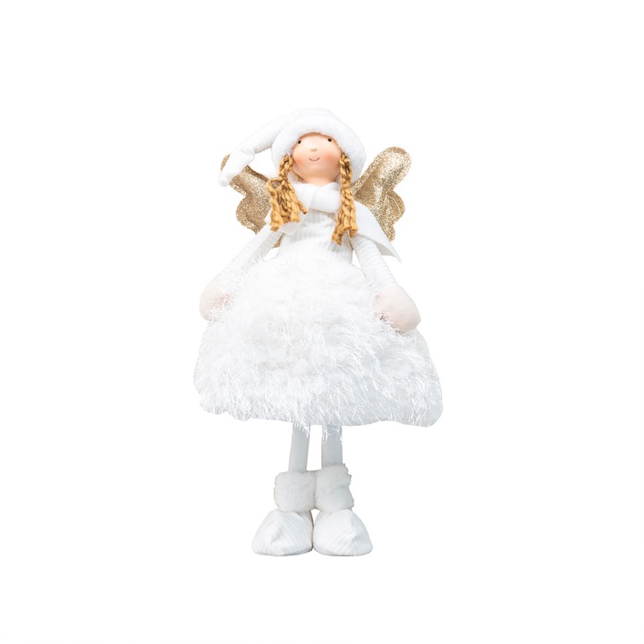 Decoratiune Craciun, model fetita, culoare alb, 45x 20 cm, B.S.P. / SL337
