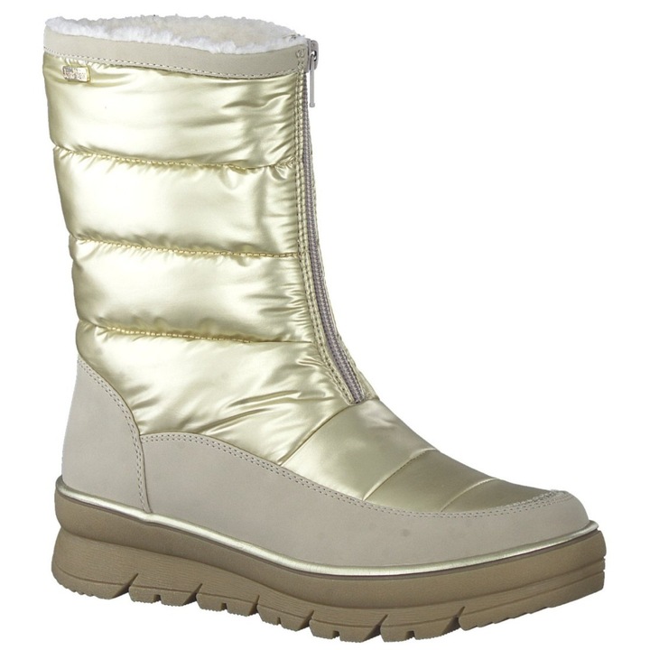 Botine dama, Jana, Membrana hidrofuga, Textil, Auriu/Bej, 40