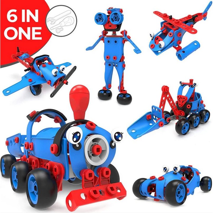 Set constructie pentru tinerii inventatori, 6 in 1, 142 de parti