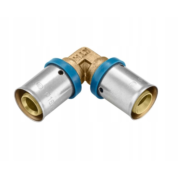 Préselt könyök, Lechar, sárgaréz/acél, többszínű