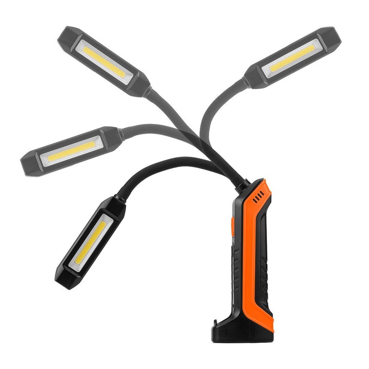 Работна лампа, Neo, 400 LM, USB C, 4W, Гъвкава глава, Оранжево/Черно