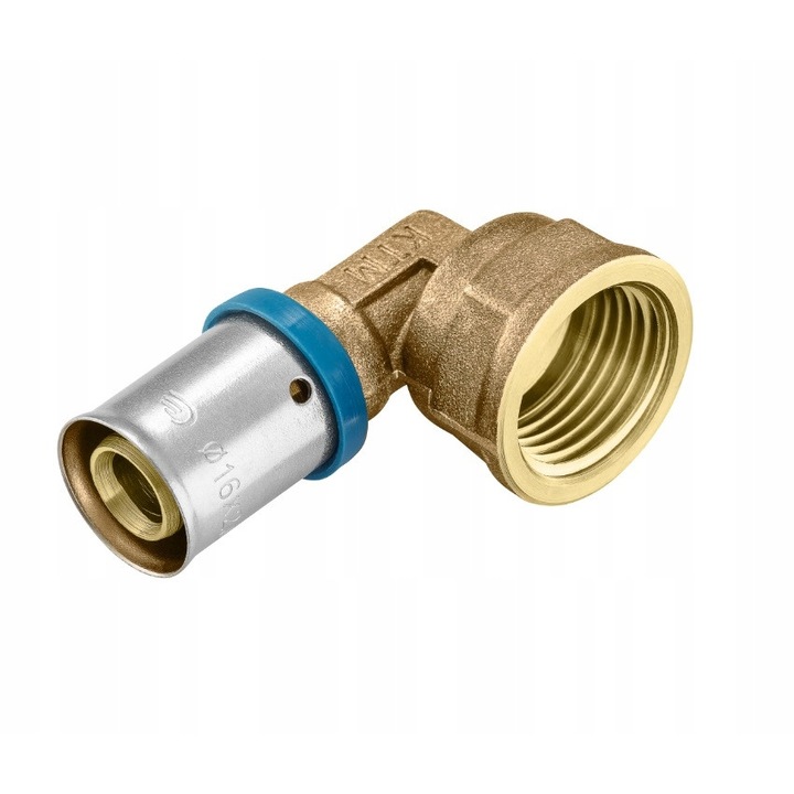 Préselt könyök, LECHAR, sárgaréz, menetes csatlakozás, arany/ezüst