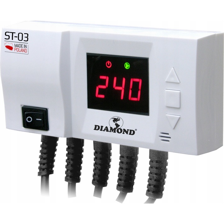 Controler pentru pompa de incalzire centrala si apa calda menajera, Diamond, ST-03, cu functie dubla, montare pe perete, ecran LED, nou