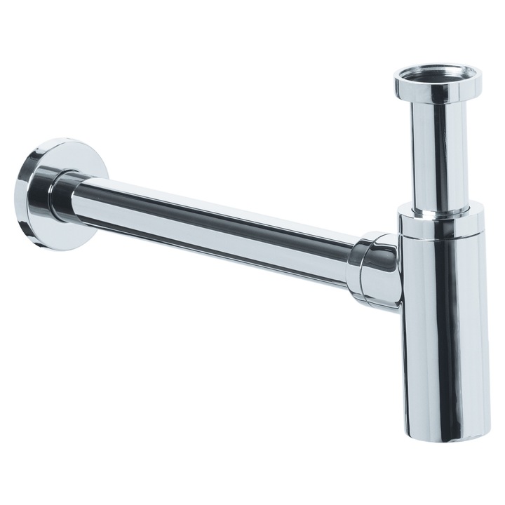 Sifon pentru lavoar cu sticla, Diamond, alama cromata, diametru scurgere 41 mm, temperatura de functionare 0,6 l/s, nou, metal, lavoar