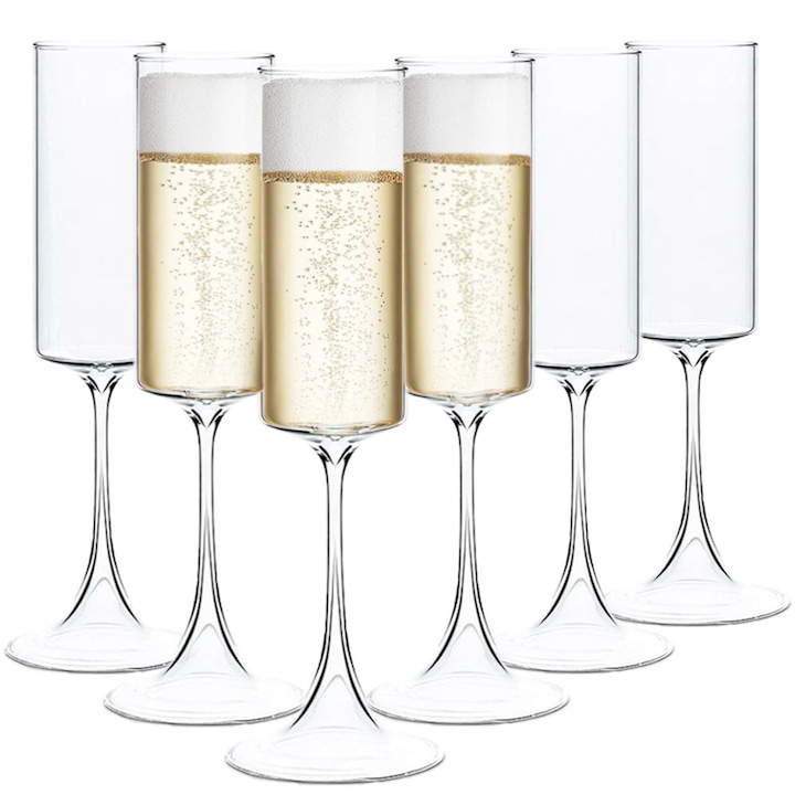 Комплект чаши шампанско Quasar & Co., 170 мл, Стъкло, Прозрачен, 6 бр