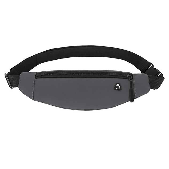 Sportos övtáska 2 cipzáras zsebbel, uniszex szett, fekete színű, állítható pánt