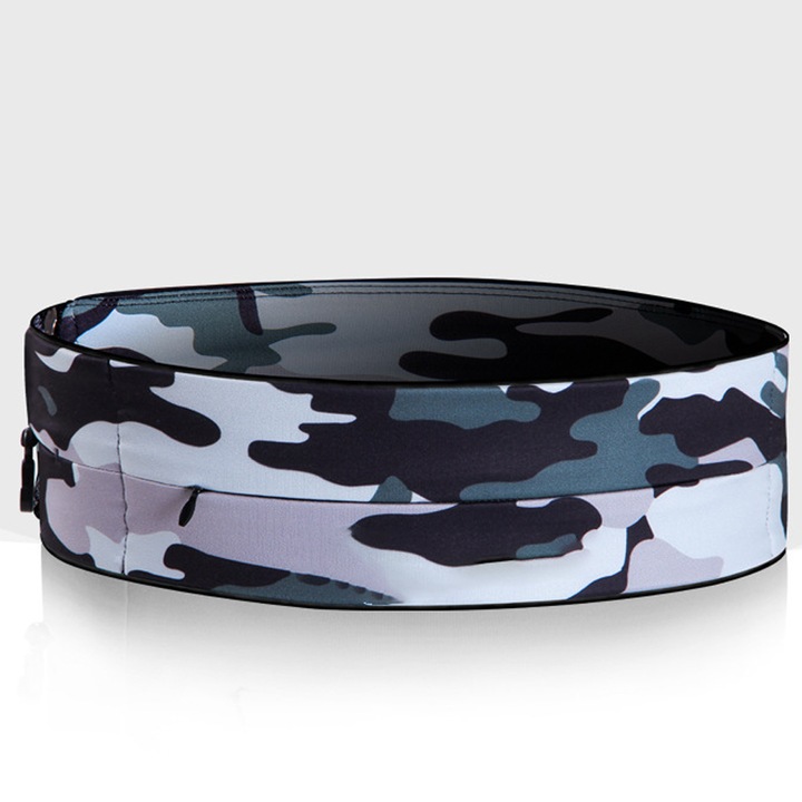 Sportos övtáska, multifunkcionális, bővíthető zsebekkel, fekete, futáshoz