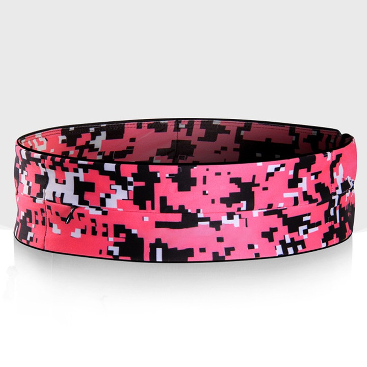 Sportos övtáska, multifunkcionális, bővíthető zsebekkel, fekete, futáshoz