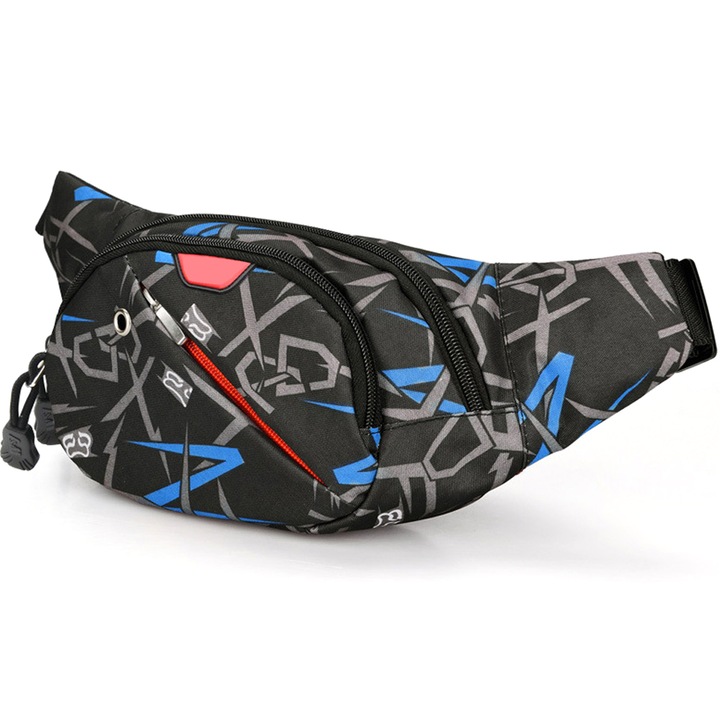 Unisex sport övtáska, állítható, 4 cipzáras zsebbel, többszínű, futáshoz, túrázáshoz, kerékpározáshoz, strandoláshoz, utazáshoz