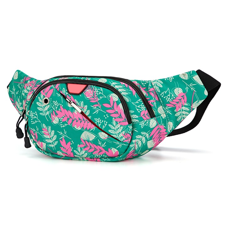 Uniszex sporttáska, állítható, több rekesszel, fekete, futáshoz, túrázáshoz, kerékpározáshoz, strandra, utazáshoz