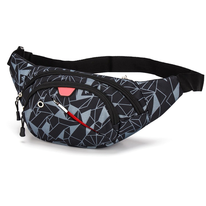 Uniszex sporttáska, állítható, 4 cipzáras zsebbel, többszínű, futáshoz, túrázáshoz, kerékpározáshoz, strandra, utazáshoz