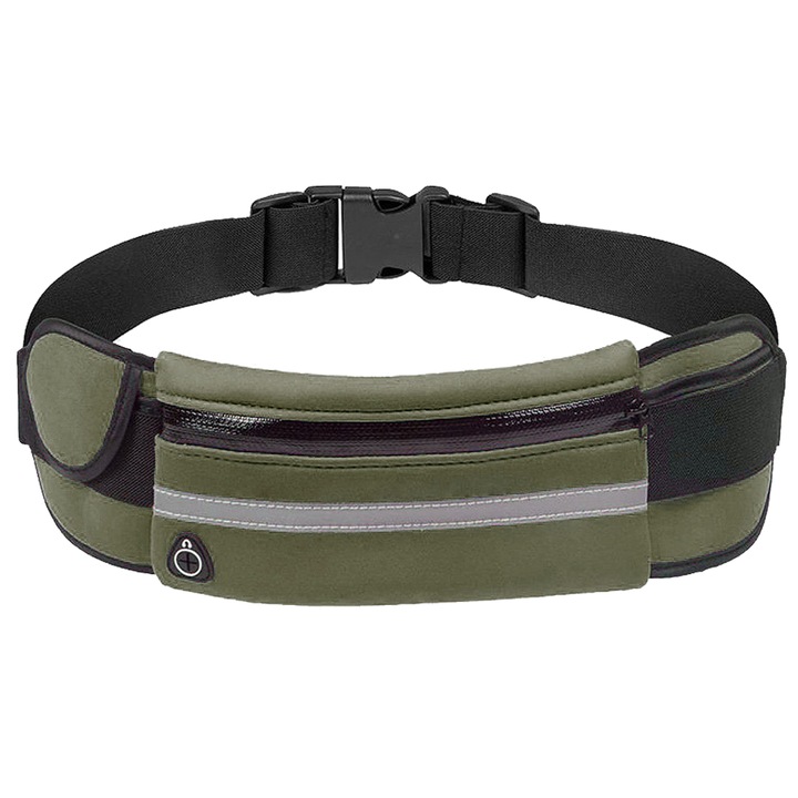 Állítható futóöv, uniszex, telefonhoz/kiegészítőkhöz, sötétzöld/fekete