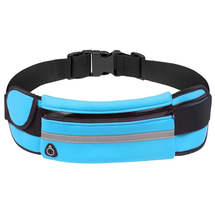 Futóöv, kék/fekete, állítható, fényvisszaverő csíkkal
