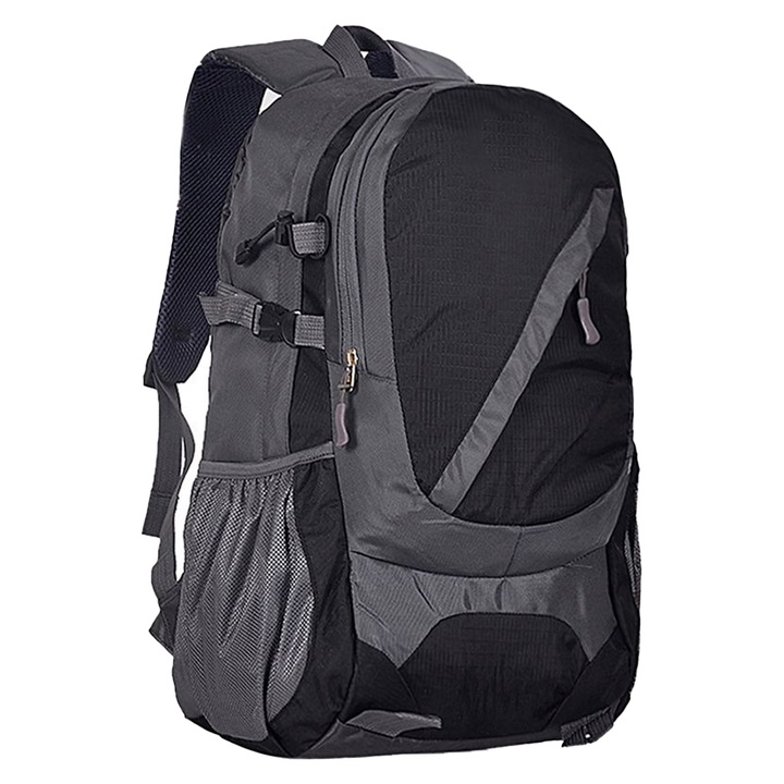 Rucsac multi-buzunar, QttvbTna pentru drumetii si calatorii, usor de curatat, negru/gri