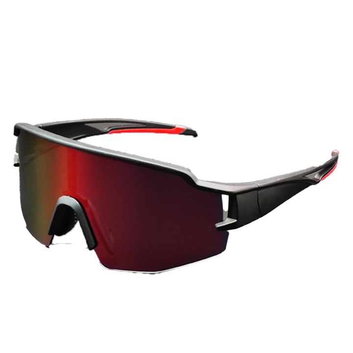 Ochelari de schi, Lentile polarizate, Lentile magnetice, Anti-ceata, Protectie UV, OTG, 14 x 5.5 cm, Gri / Rosu
