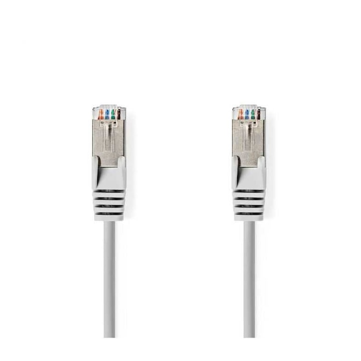 Cablu de retea SFTP Cat6a 1m gri RJ45 tata - RJ45 tata dublu ecranat ...