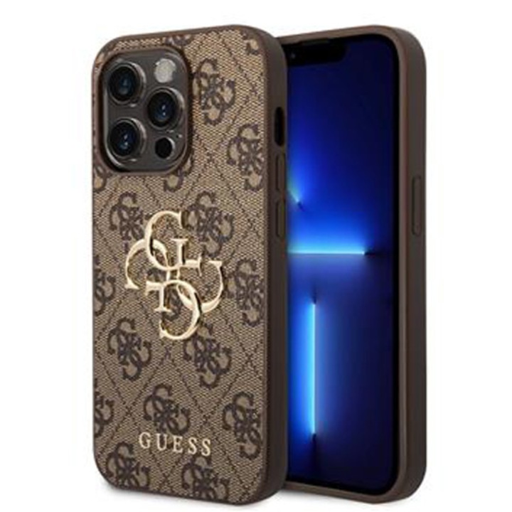 Предпазен калъф Cover Guess PU 4G Metal Logo за iPhone 15 Pro Max, Кафяв