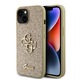 Husa de protectie Cover Guess PU 4G Fixed Glitter Metal Logo pentru iPhone 15, Gold