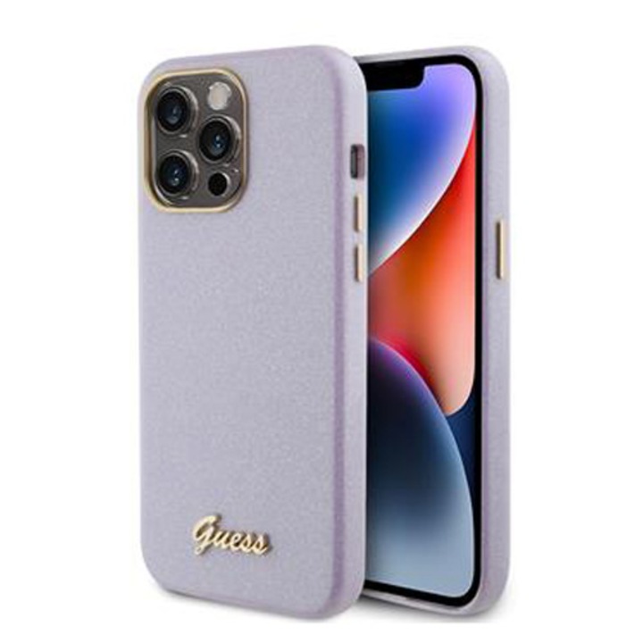 Предпазен калъф Cover Guess PU Glitter Full Wrapped за iPhone 15 Pro Max, Лилав