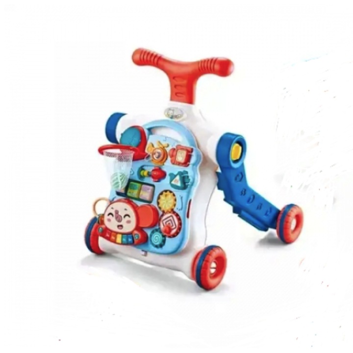 AliBibi Többfunkciós baba járássegítő, 5 az 1-ben játék, fehér-kék