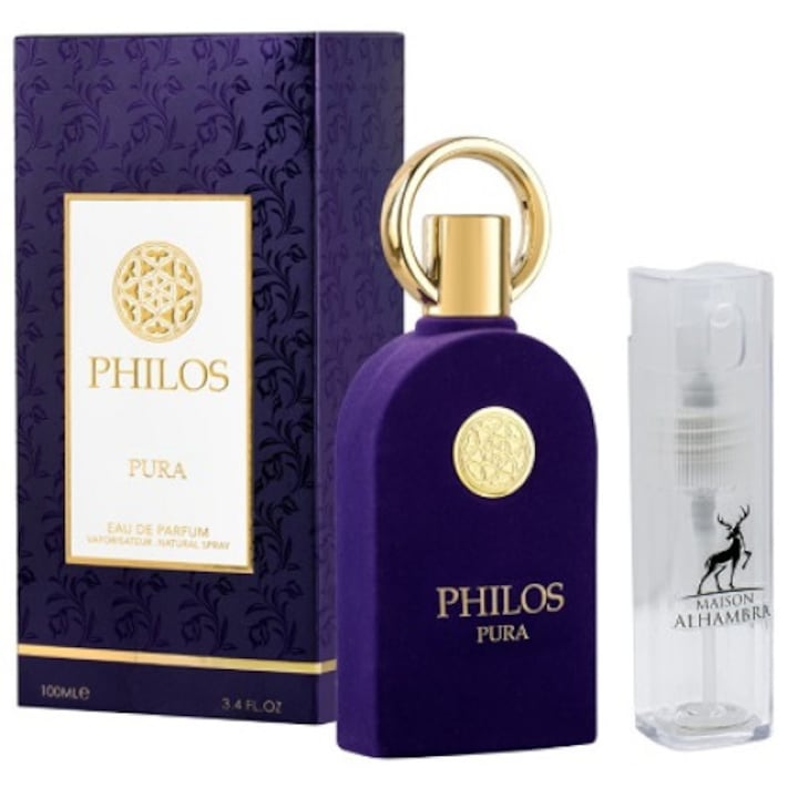 Set Apa de parfum, Apa de parfum Philos PURA unisex 100 ml cu Kit Travel Reincarcabil 10 ml