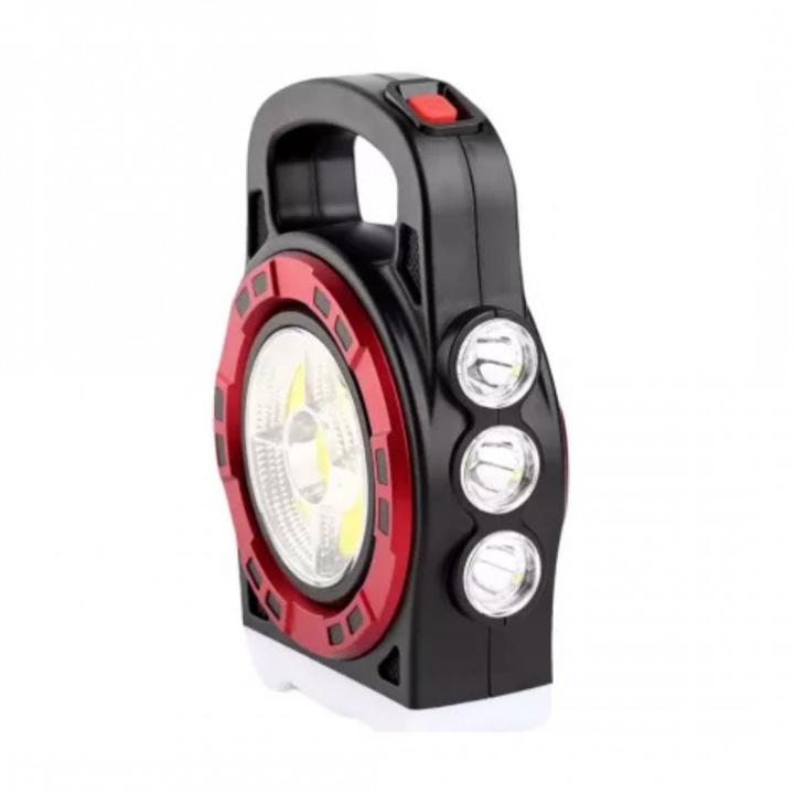 Къмпинг лампа 20W, многофункционална, цвят черен/червен