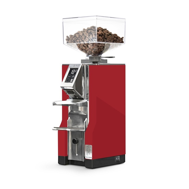 Rasnita electrica profesionala Eureka, Mignon Libra, potrivita rezidential/ HoReCa, pentru toate modurile de preparare, recipient boabe 300 g, 1350 RPM, ecran digital touchscreen, dozare automata, rasnire reglabila, silentios, rosu ferrari