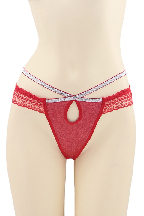 Szexi tangabugyi csillogó csíkokkal DZK-2204 piros 93380, Piros, One Size