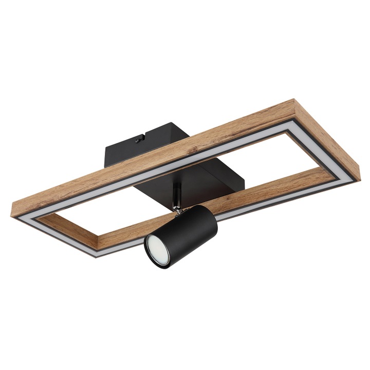 Plafoniera Globo Mandera, metal, negru/lemn, LED+GU10, 16W