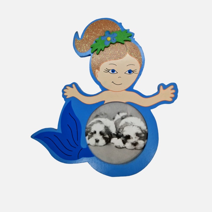 Rama foto lemn albastra 17cmx14cm