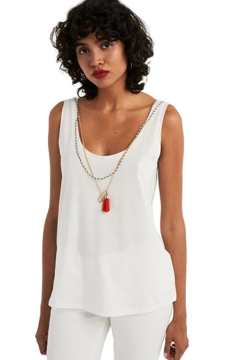 Дамски топ SPRINGFIELD 1386867-98, С декорации, Бял, Бял