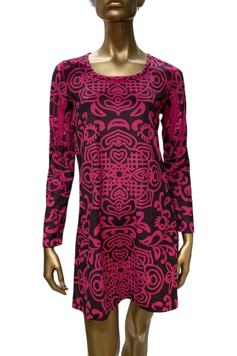 Rochie dama, Snake Milano, Poliester, Negru/Roz, 40 EU