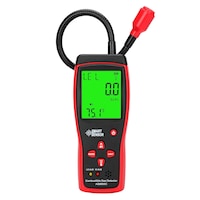 Dispozitiv profesional pentru detectare scurgere gaze, cu Afisaj LCD digital, senzor flexibil, monitorizare temperatura, Oprire automata, OUYLAF, Negru/Rosu