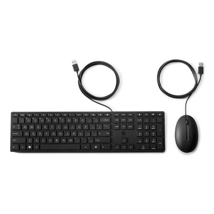 Tastatura si mouse cu fir, HP, Negru