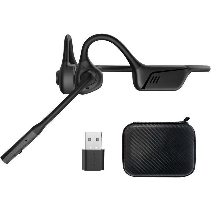 Безжични спортни слушалки с костна проводимост и шумопотискащ микрофон, с адаптер за Bluetooth ключ, aptX-LL, със защитен калъф, съвместими с PS4/PS5/PC