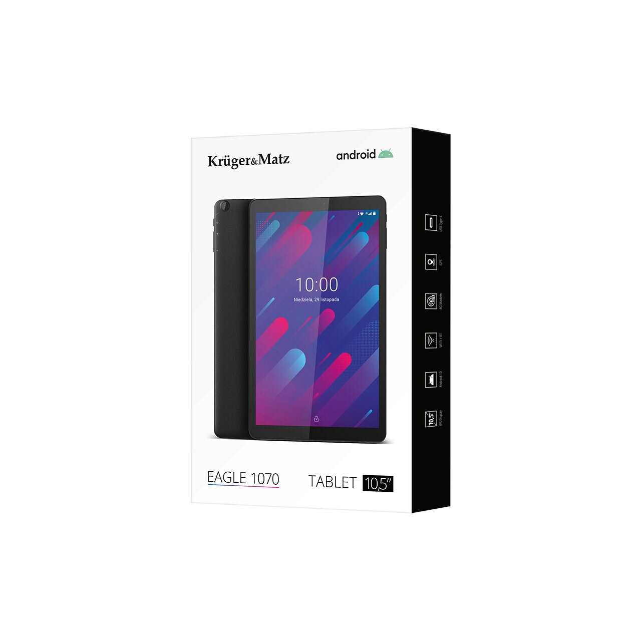 Tableta K&M, Alba, 10.5 inch, 2 GHz, 6 Gb RAM, Android 10, HDD 128 GB, Wi-Fi, 4G