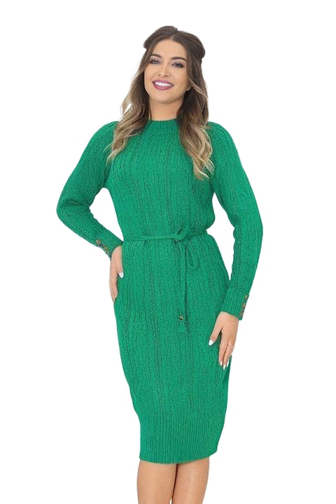 Трикотажна рокля Decstyle с дълъг ръкав Универсален размер, Зелен, One Size