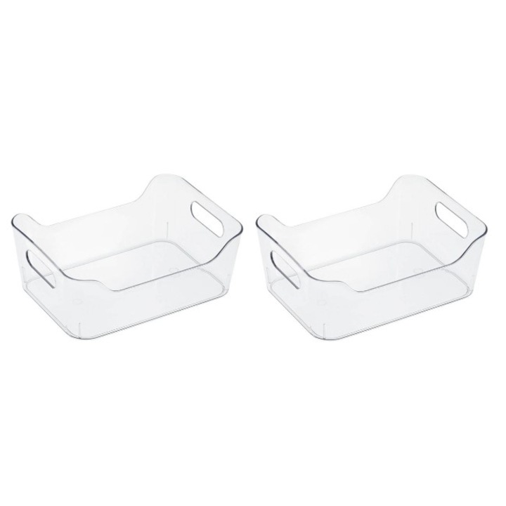 Set 2 cosuri de depozitare din plastic cu manere, 2 x 1 litru, 20x14x8 cm