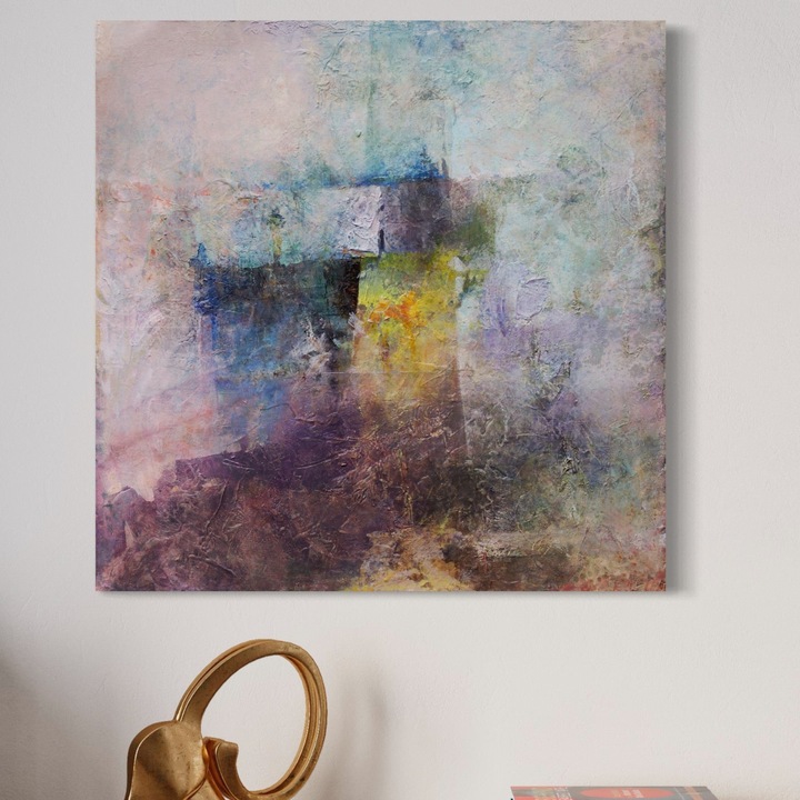 Tablou Canvas Premium, LuxCanva® A1088, Colorful Purple, 100 X 100 CM, Panza Bumbac 100% 400g/m2, Sasiu Lemn, Abstract, Mov, Violet, Lavander, Multicolor, Culori Vibrante