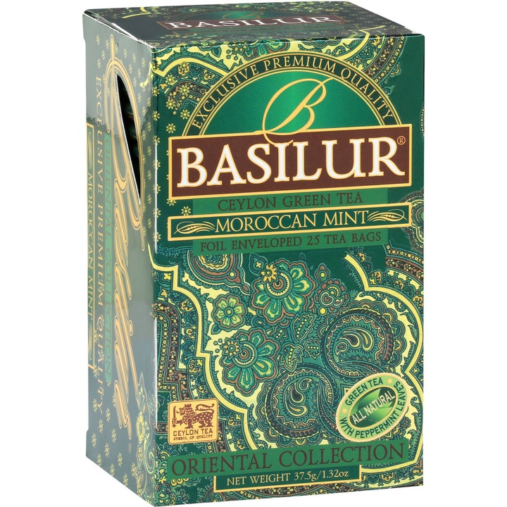 Ceai verde, Basilur, Moroccan Mint, 25 plicuri