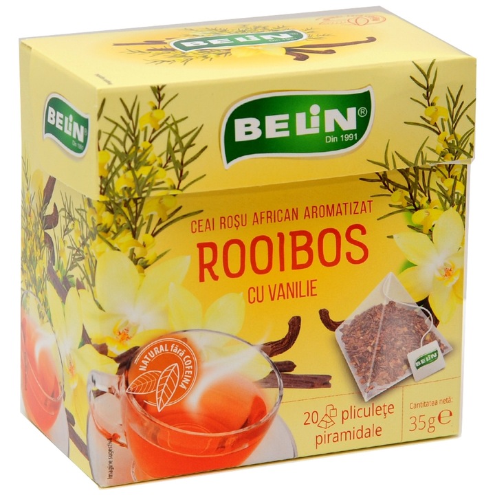 Ceai Belin Rooibos cu Vanilie, 20 plicuri piramidale, 35 g