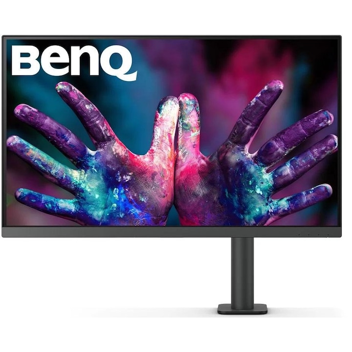 Монитор BenQ PD2705UA, 27", LED, IPS, 3840 x 2160 4K, 1 x HDMI 2.0, USB Type-C с DisplayPort ф-я, 1 x DisplayPort 1.4, 1 x Audio Out, 3 x USB 3.2 Downstream, 2 x USB Upstream, 1 x USB Type-C Downstream, Вградени високоговорители 2 x 2.5W